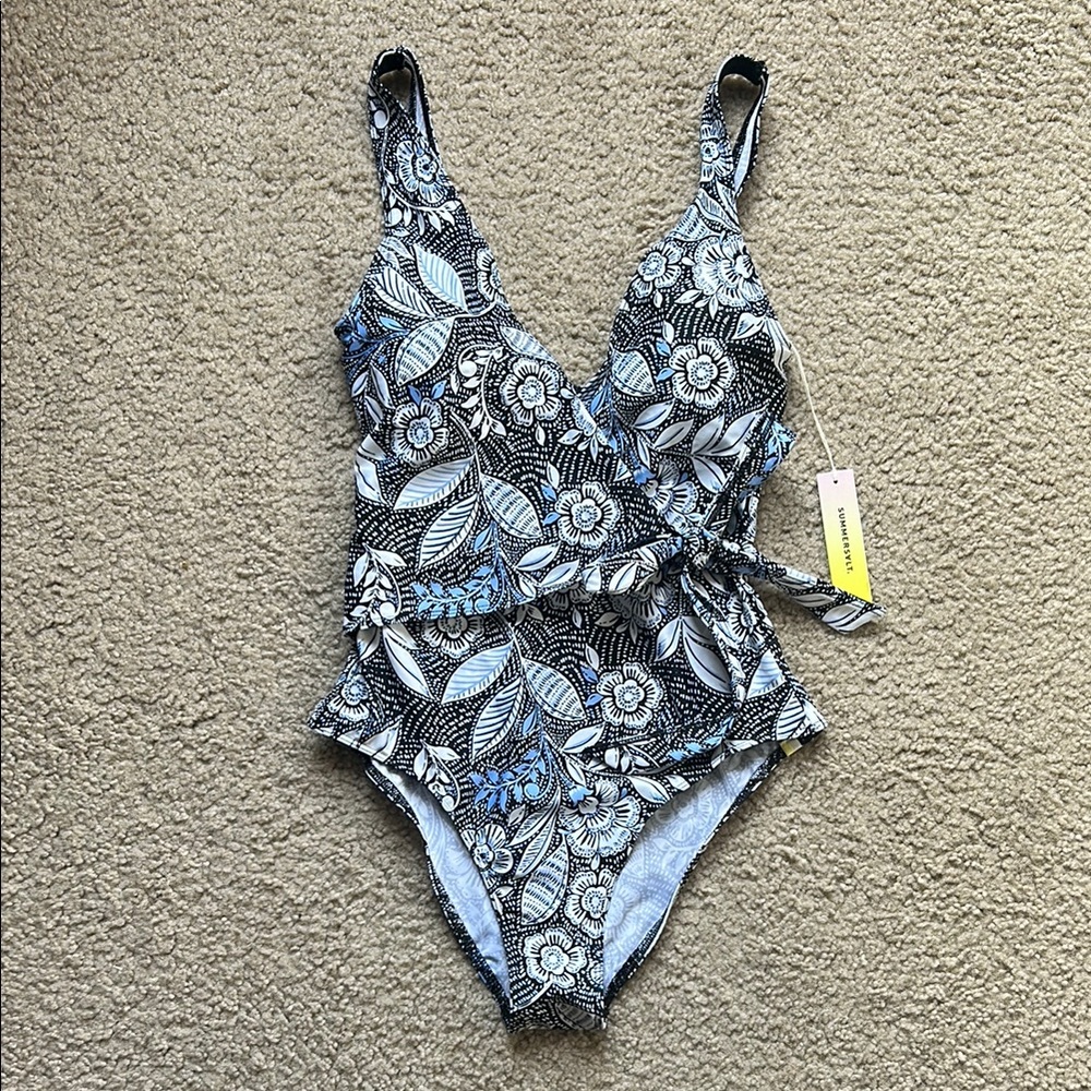 Summersalt Black and Blue Floral One Piece Swimsuit